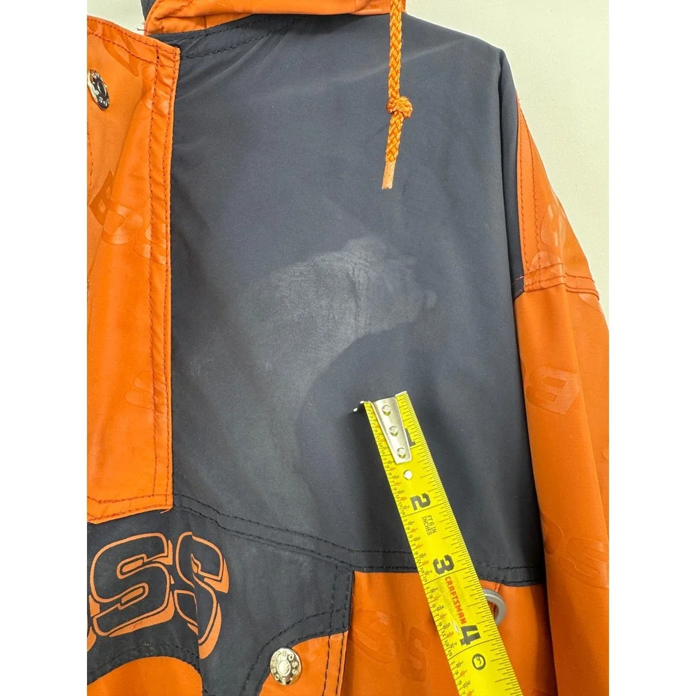 Vintage BOSS Anorak Jacket Mens XXL Orange Navy Blue Logo Print Windbreaker Hood